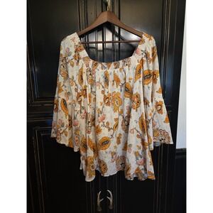 Chaps 2X Floral,  Off Shoulder,  Peasant Blouse,cottage Core,breezy